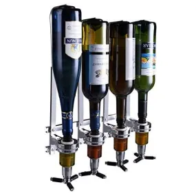 Wall Mounted Liquor Dispenser Bar Butler Bracket Solo Optic Spirit Wine Beer Alcohol Bottle Beverage Stand Revolving Nozzle Drinkware Set (4 Bottle)