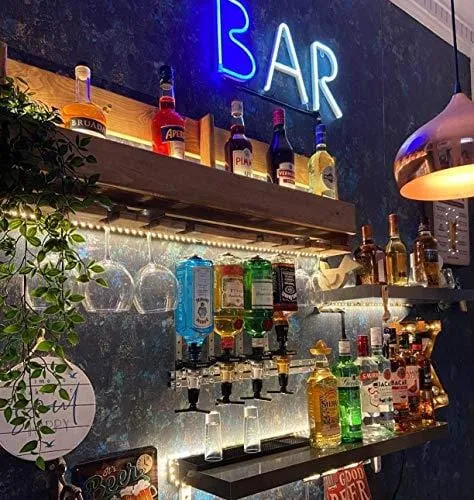 Wall Mounted Liquor Dispenser Bar Butler Bracket Solo Optic Spirit Wine Beer Alcohol Bottle Beverage Stand Revolving Nozzle Drinkware Set (4 Bottle)