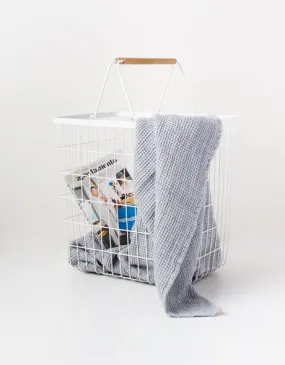Wire Hamper with Wooden Handles
