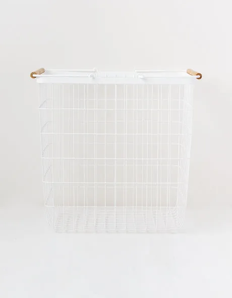 Wire Hamper with Wooden Handles