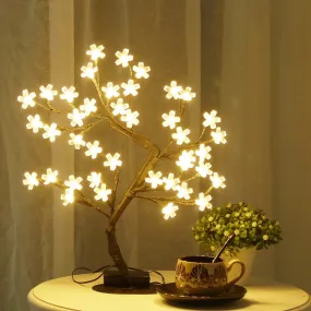 Yeknu Cherry Blossom Tree Light,17inch 40LED Lighted Tabletop Artificial Flower Bonsai Tree Lamp USB Powered Gifts for Home Decor